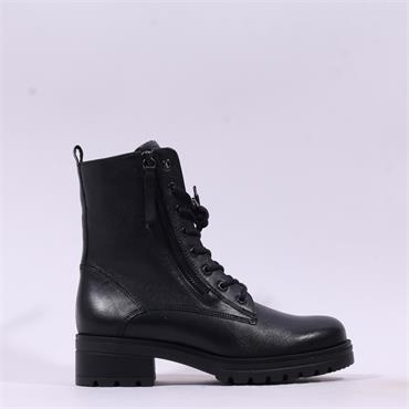 Gabor Countdown Twin Zip Laced Boot - Black Leather