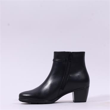 Gabor Ela Block Heel Rope Strap Boot - Black Leather