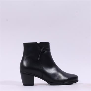 Gabor Ela Block Heel Rope Strap Boot - Black Leather
