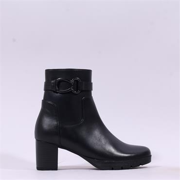 Gabor Emilia Block Heel Link Strap Boot - Black Leather