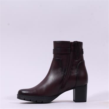 Gabor Emilia Block Heel Link Strap Boot - Bordeaux Leather