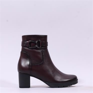 Gabor Emilia Block Heel Link Strap Boot - Bordeaux Leather