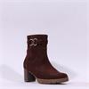 Gabor Emilia Block Heel Link Strap Boot - Brown Suede