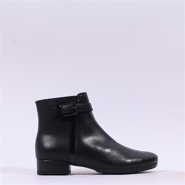 Gabor Bassey Low Heel Buckle Strap Boot - Black Leather