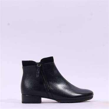 Gabor Briano Low Heel Side Zip Boot - Black Leather
