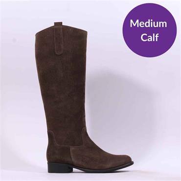 Gabor Brook Knee High Boot Medium Calf - Brown Suede