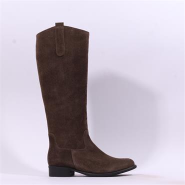 Gabor Brook Knee High Boot Medium Calf - Brown Suede
