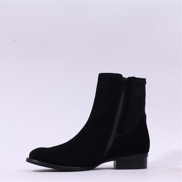 Gabor Barcelona Low Heel Ankle Boot - Black Suede