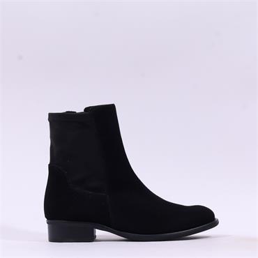 Gabor Barcelona Low Heel Ankle Boot - Black Suede
