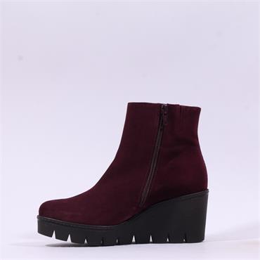 Gabor Utopia Platform Wedge Ankle Boot - Mulberry Suede