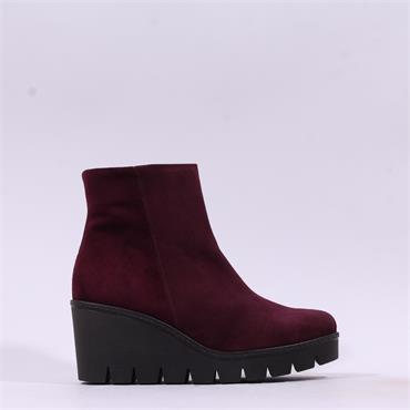 Gabor Utopia Platform Wedge Ankle Boot - Mulberry Suede
