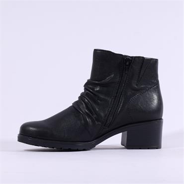 Gabor Jenna Diagonal Zip Ruffled Boot - Black Leather