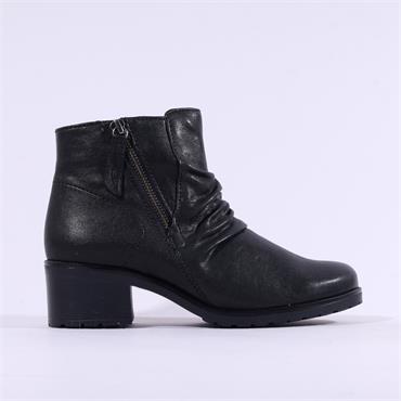 Gabor Jenna Diagonal Zip Ruffled Boot - Black Leather
