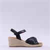 Gabor Moon Cross Espadrille Wedge Sandal - Black Leather
