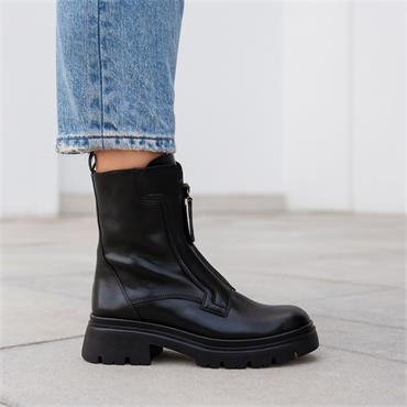 Gabor Magic Front Zip Biker Boot - Black Leather
