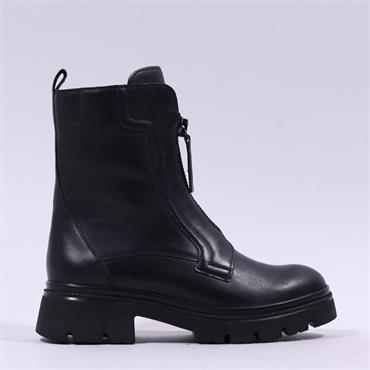 Gabor Magic Front Zip Biker Boot - Black Leather