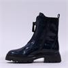Gabor Magic Front Zip Biker Boot - Dark Navy Patent