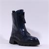 Gabor Magic Front Zip Biker Boot - Dark Navy Patent