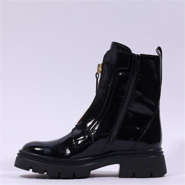Gabor Magic Front Zip Biker Boot - Black Patent