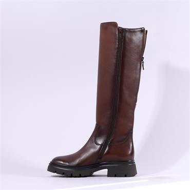 Gabor Match Chunky Rear Zip Long Boot - Cognac Leather