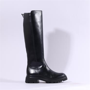 Gabor Match Chunky Rear Zip Long Boot - Black Leather