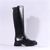 Gabor Match Chunky Rear Zip Long Boot - Black Leather