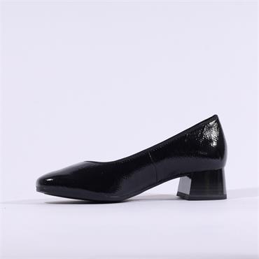 Caprice Daria Low Heel Court - Black Snake