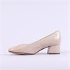Caprice Nina Toe Cap Block Heel Court - Cream Leather