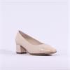 Caprice Nina Toe Cap Block Heel Court - Cream Leather