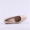 Caprice Nina Toe Cap Block Heel Court - Cream Leather
