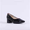 Caprice Nina Low Block Heel Court Shoe - Black Patent