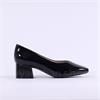 Caprice Nina Low Block Heel Court Shoe - Black Patent