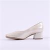 Caprice Nina Low Block Heel Court Shoe - Taupe Metallic