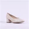 Caprice Nina Low Block Heel Court Shoe - Taupe Metallic