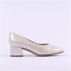 Caprice Nina Low Block Heel Court Shoe - Taupe Metallic