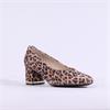 Caprice Felina Block Heel Court Shoe - Beige Leopard Combi