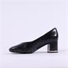 Caprice Felina Block Heel Court Shoe - Black Leather