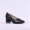 Caprice Felina Block Heel Court Shoe - Black Leather