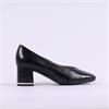 Caprice Felina Block Heel Court Shoe - Black Leather