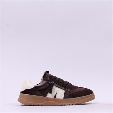 Caprice Faye Sidezip Lace Trainer - Dark Brown Combi