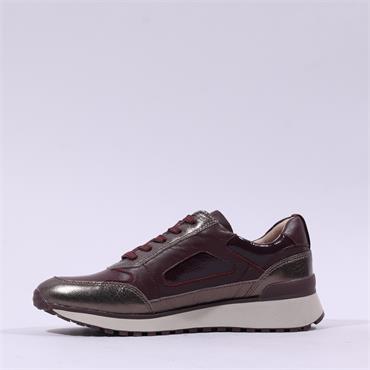 Caprice Kaia Side Zip Wedge Trainer - Bordeaux Combi
