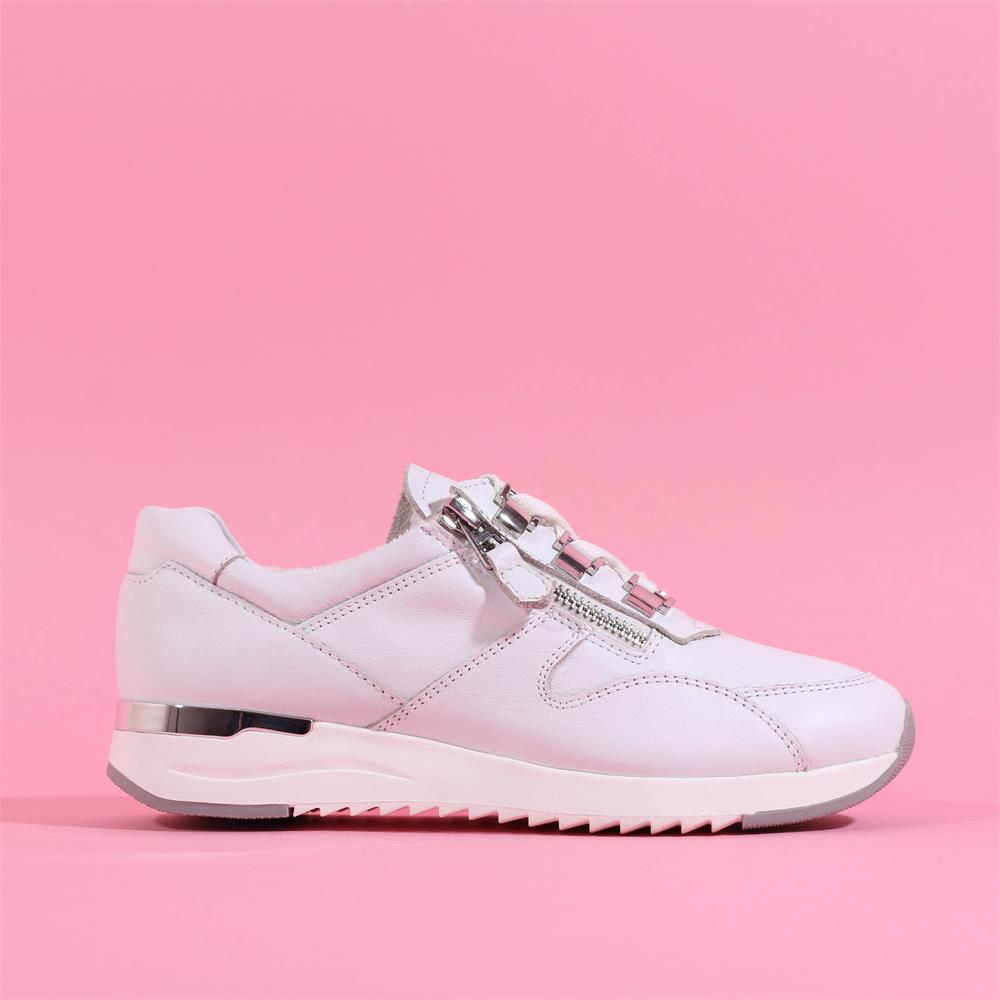 caprice white leather trainers
