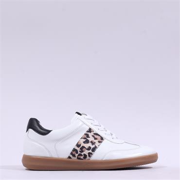 Caprice Manou Laced Gumsole Trainer - White Leopard