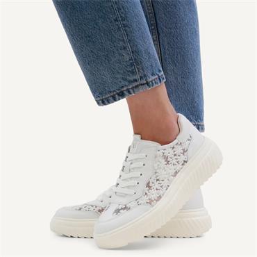 Caprice Fritzy Platform Lace Trainer - White Lace