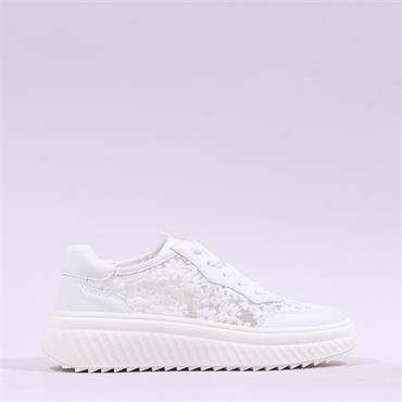 Caprice Fritzy Platform Lace Trainer - White Lace