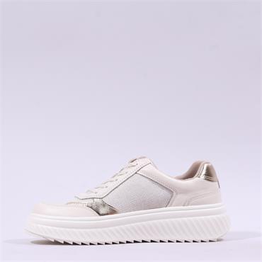 Caprice Fritzy Platform Lace Trainer - Cream Gold