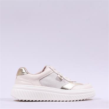 Caprice Fritzy Platform Lace Trainer - Cream Gold
