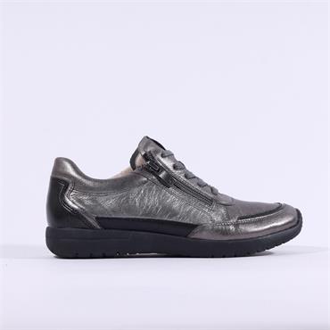 Caprice Peggy Side Zip Comfort Trainer - Gun Metal
