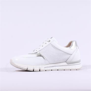 Caprice Ginga Side Zip Sparkle Trainer - White Silver