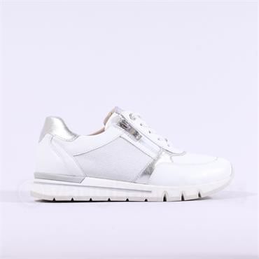 Caprice Ginga Side Zip Sparkle Trainer - White Silver
